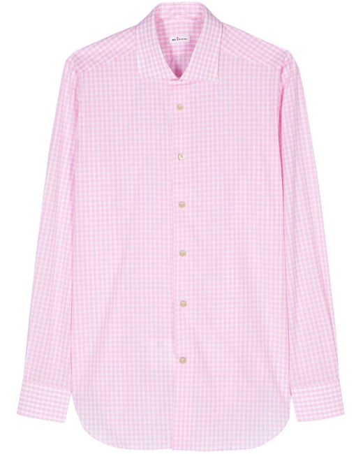 Kiton Pink Gingham-pattern Cotton Shirt for men