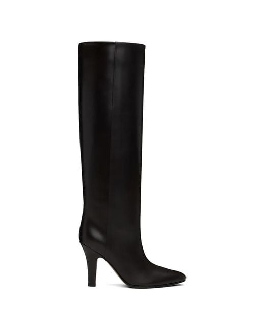 The Row Black Pointed-Toe Knee-High Boots
