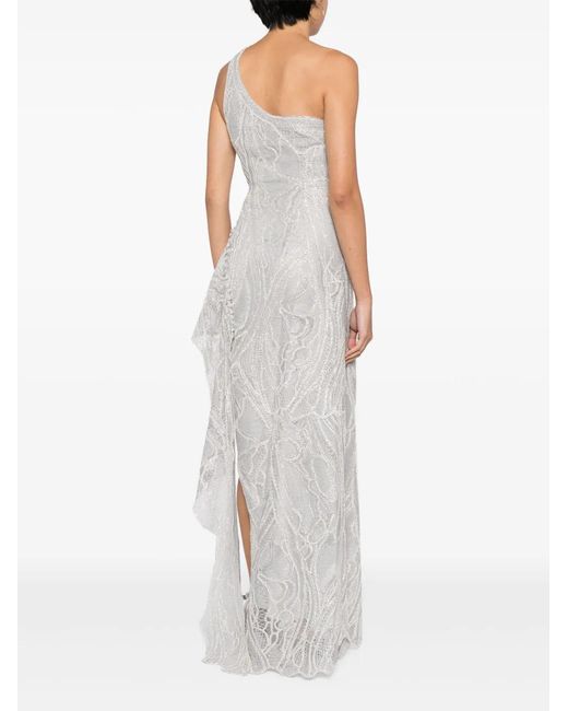 Jonathan Simkhai White Embroidered One-Shoulder Gown