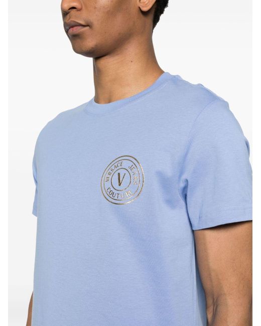 メンズ Versace ロゴ Tシャツ Blue