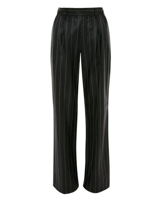 Victoria Beckham ストライプ レザーパンツ Black