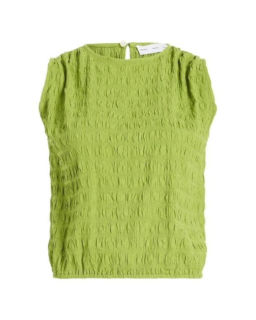 Proenza Schouler Green Bradley Textured Crew-Neck Blouse