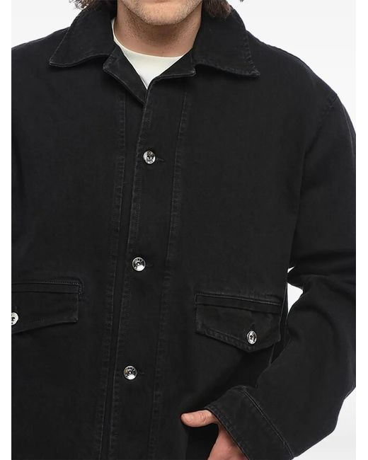 1989 STUDIO Black Double-Pocket Denim Jacket for men