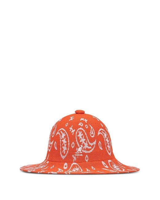 Kangol Red Paisley-Pattern Bucket Hat