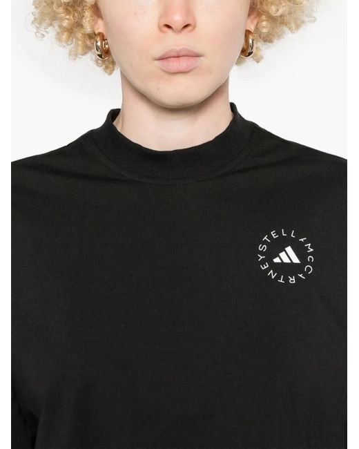 Adidas By Stella McCartney Black Adidas von Stella Mc Cartney Bio -Baumwoll -Kumpel -T -Shirt