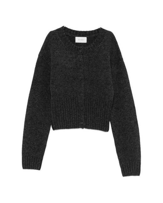 St. Agni Black Ribbed-Knit Cropped Cardigan