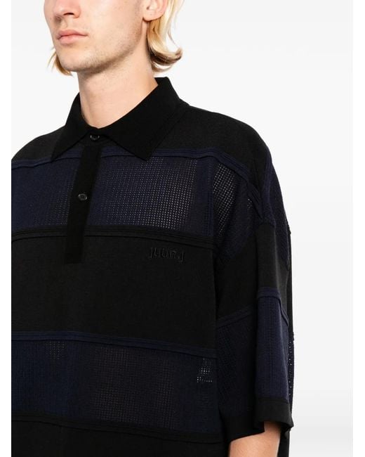 Juun.J Black Polo À Rayures for men
