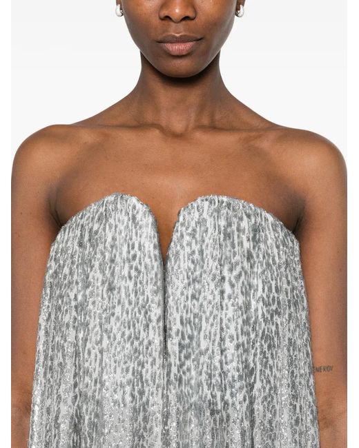 Stella McCartney Gray Metallic-Effect Maxi Dress