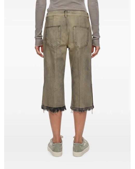 Rick Owens Gray Bolan Cut-Off Cropped Frayed-Edge Jeans