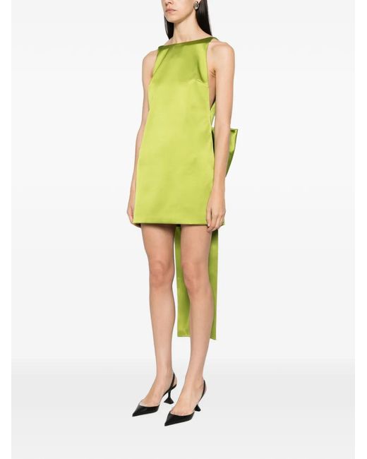 Self-Portrait Green Oversized-Bow Mini Dress