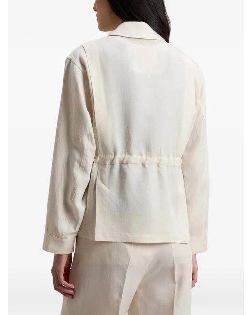 Woolrich White Drawstring Zip Overshirt
