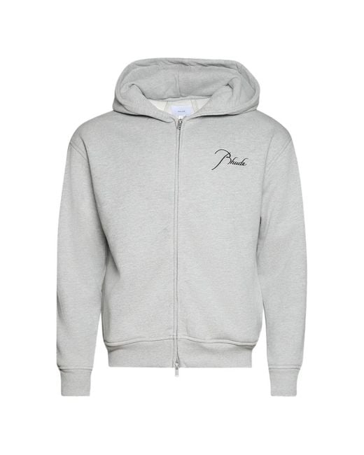 Rhude Gray Classique Zip-Up Hoodie for men