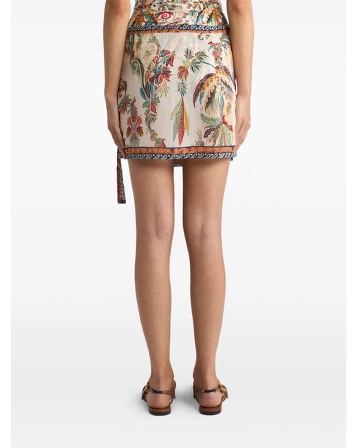 Etro Pink Paisley-Print Midi Skirt