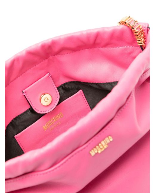 Moschino Pink Logo-chain Leather Shoulder Bag