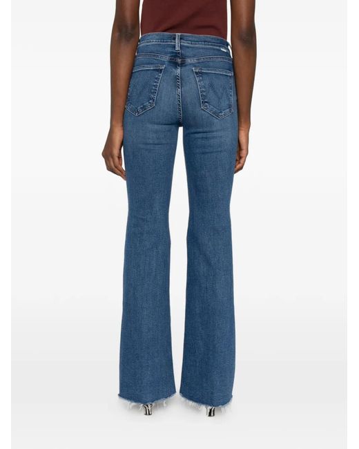 Mother Blue Frayed-Hem Jeans