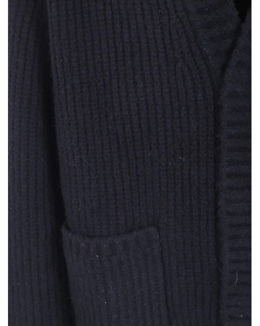 Represent Blue Ribbed-Knit Wool Cardigan for men