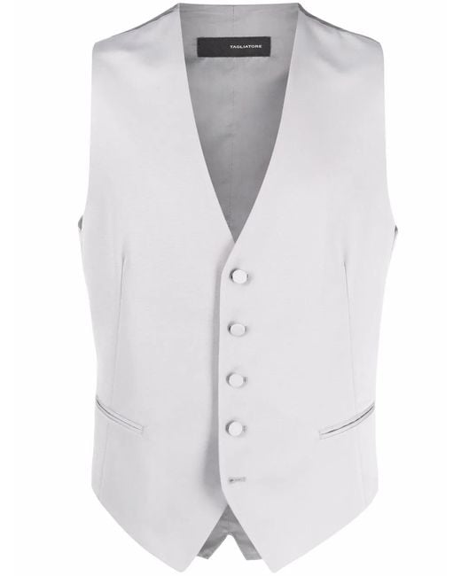 Tagliatore White Button-Up Suit Waistcoat for men