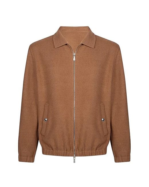 Eleventy Brown Full Zip Bomber Jacket for men