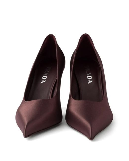 Prada Purple 85Mm Satin Pumps