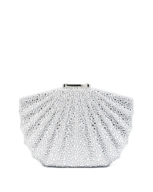 Twentyfourhaitch White Bonita Crystal-Embellished Shell-Shaped Clutch Bag