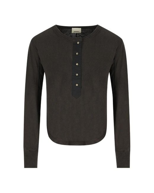 Isabel Marant Black Button-Fastening Silk Top