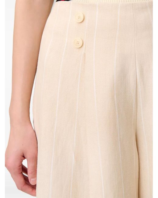 Claudie Pierlot Natural Wide Tailored Linen-Blend Trousers