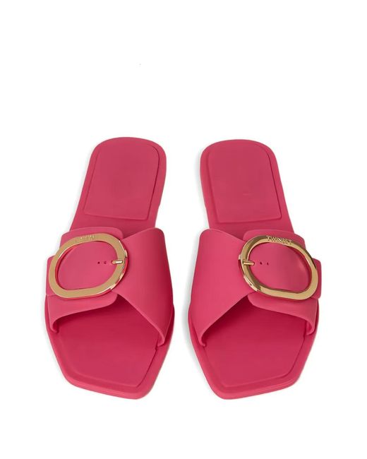Twinset Pink Slides With Logo Buckle