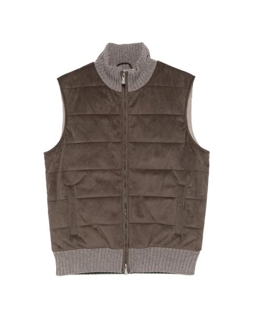 Gran Sasso Brown Sleeveless Quilted Gilet for men