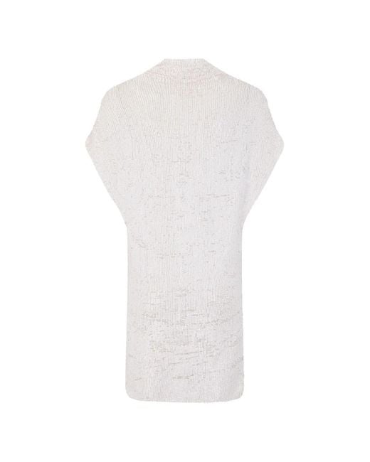 P.A.R.O.S.H. White Sequin-Embellished Sleeveless Dress