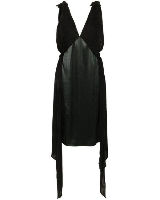 Robe en soie à taille ceinturée Bottega Veneta en coloris Black