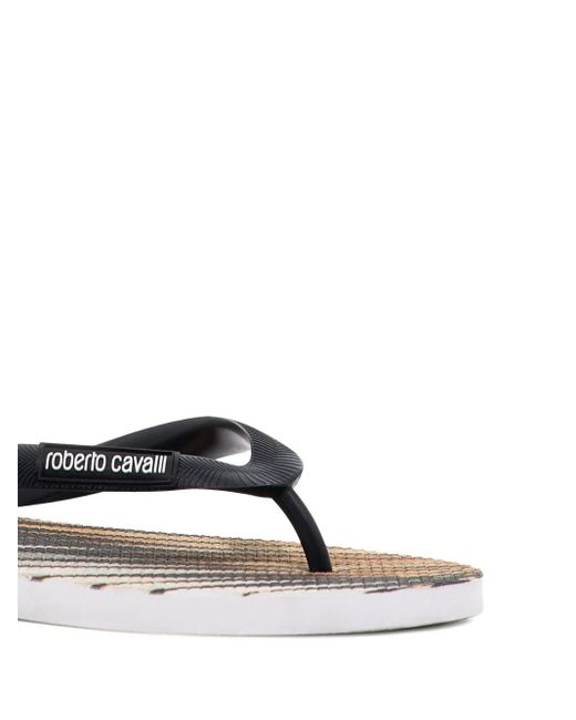 Roberto Cavalli Black Ray Of Print Flip-Flops for men