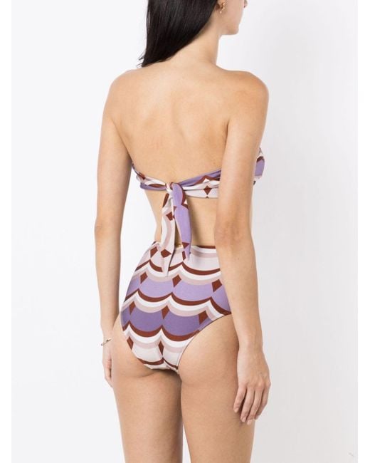 Adriana Degreas Pink Ondas Vintage-print Strapless Bikini