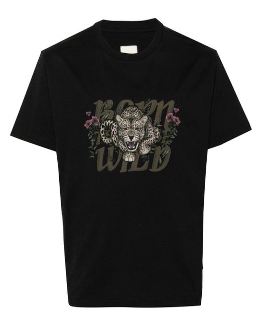 Emporio Armani Black Graphic-print Cotton T-shirt for men