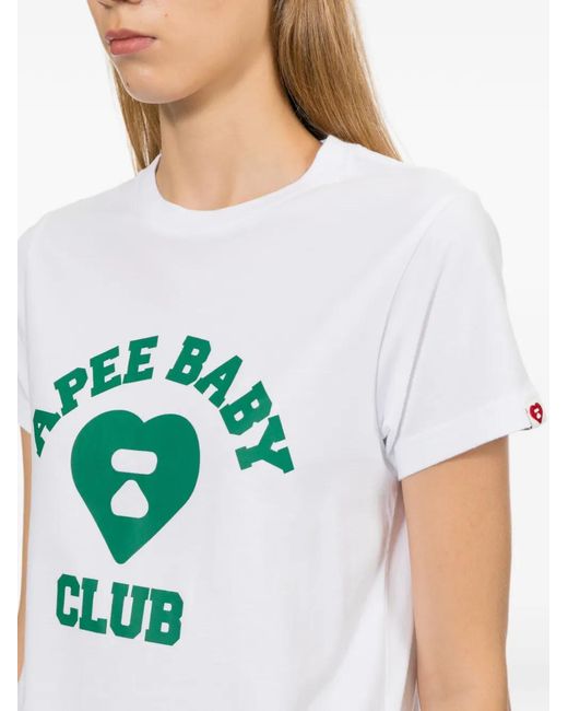 AAPE BY A BATHING AP Blue Heart Logo-Print Crew-Neck T-Shirt