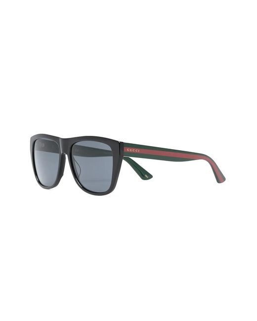Gucci Black Web-Stripe D-Frame Sunglasses