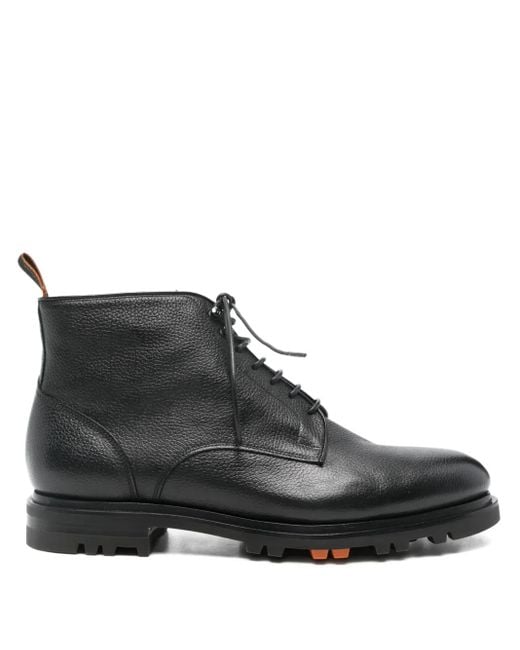 Santoni Black Logan Lace-Up Boots for men