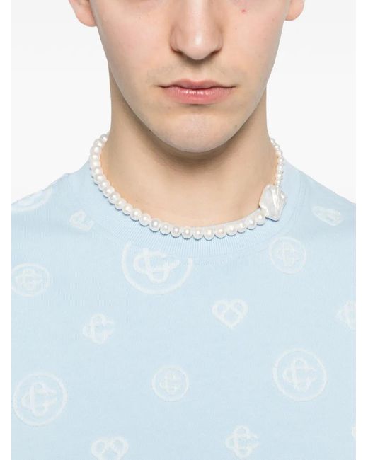 Casablanca Blue Monogram Round-Neck T-Shirt for men