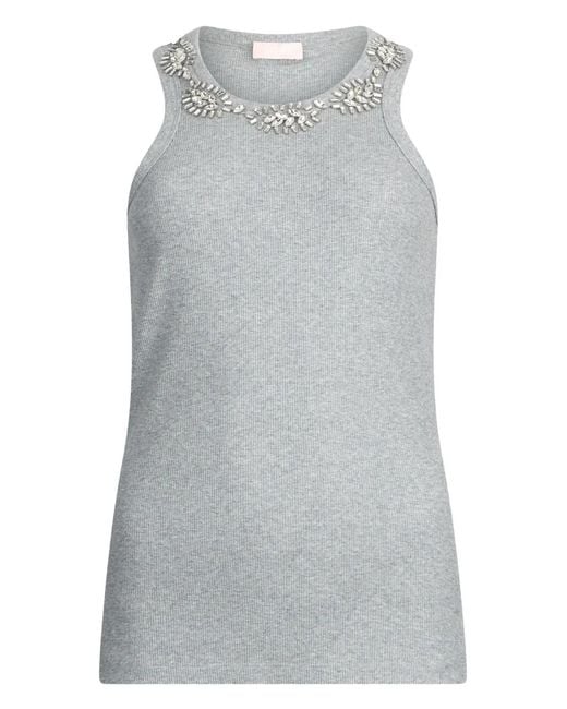 Liu Jo Gray Rhinestone-Embellished Top