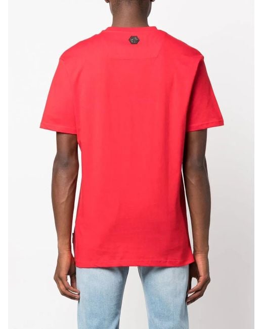 Philipp Plein Red Spray-Effect T-Shirt for men