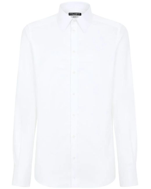 Dolce & Gabbana White Classic-Collar Cotton Shirt for men