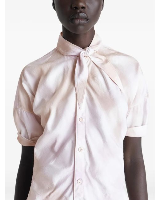 Lemaire White Scarf-Detail Short-Sleeve Shirt