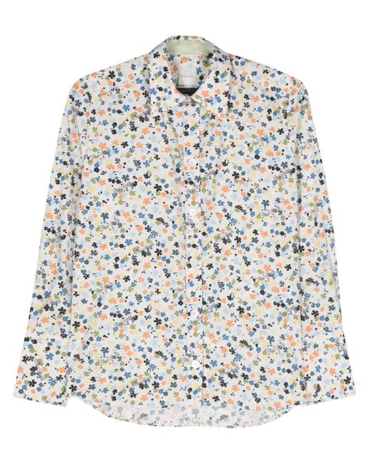Paul Smith White Floral-print Poplin Shirt