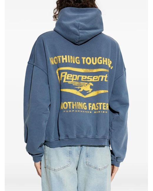 Represent Blue Graphic Print Hoodie for men