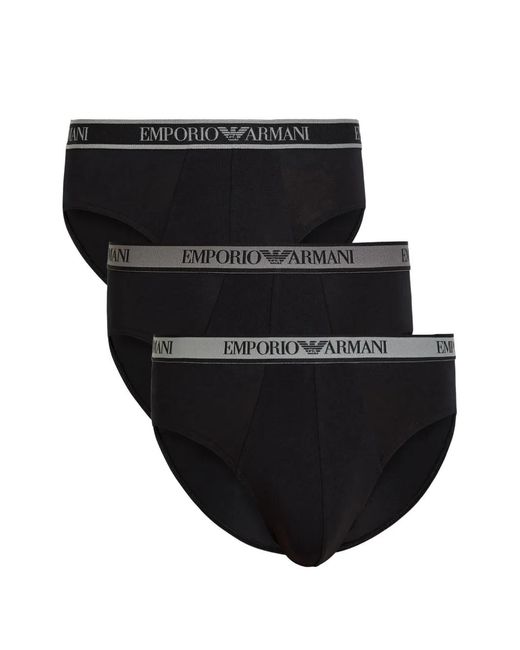 Emporio Armani Black Logo-Waistband Briefs (Set Of Three) for men