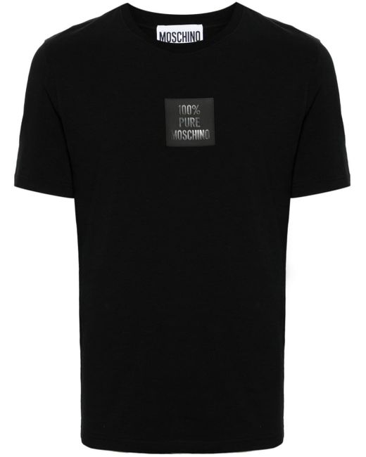 T-shirt en coton à patch texturé Moschino pour homme en coloris Black