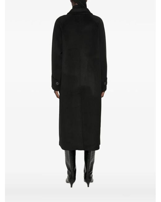 The Dynamis Studio Black Raglan-Sleeve Button-Down Coat