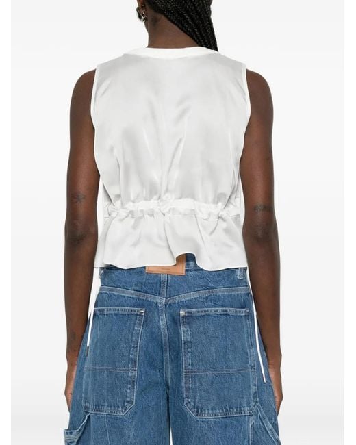 Sacai White Buttoned Drawstring Waistcoat