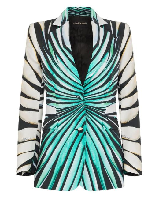 Roberto Cavalli Green Printed Blazer