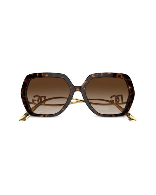 Dolce & Gabbana Brown Crystal Oversize-frame Sunglasses