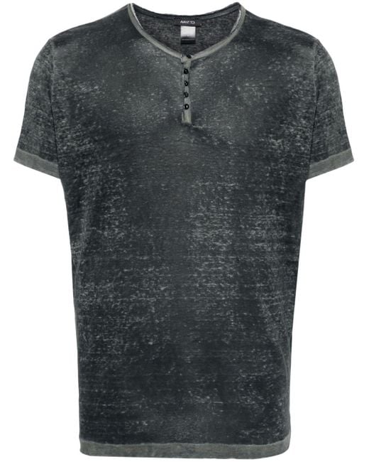 Avant Toi Black Abstract-print Linen T-shirt for men